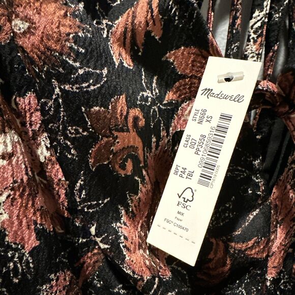 Madewell Romper Deep VNeck Ruffled Floral Wide Leg Jumpsuit Pampas Bloom Size XS - Picture 6 of 6